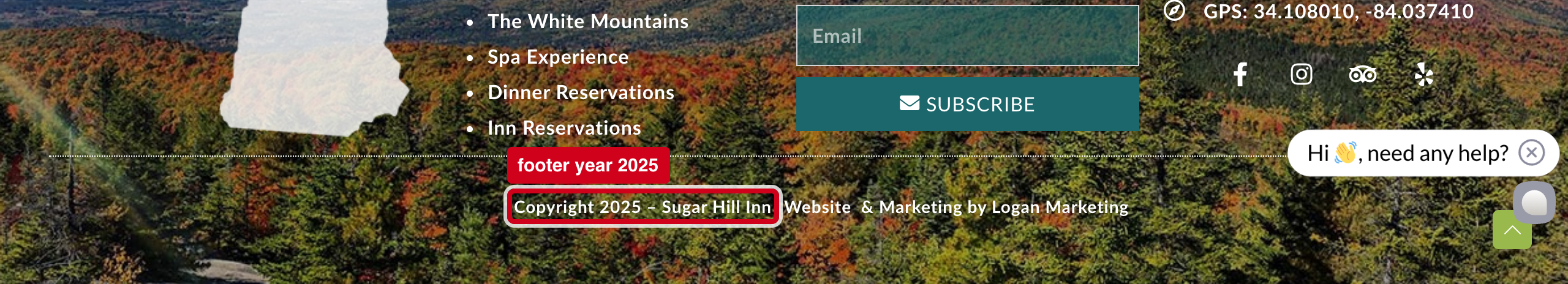 Screenshot: Your footer still says 2025